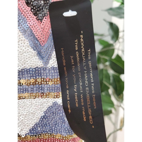 Bebe Women's Multicolor 100% Polyester Back Zip Sequin Tulip Mini Skirt X-Small - Picture 5 of 12